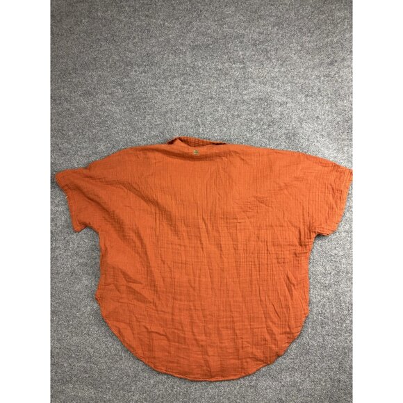 Rip Curl Shirt Womens Medium Rust Orange Gauze Cotton Button Front Dolman Blouse - Picture 6 of 6